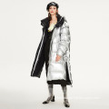 Trendy Clothing Sliver Long Down Coat for Ladies